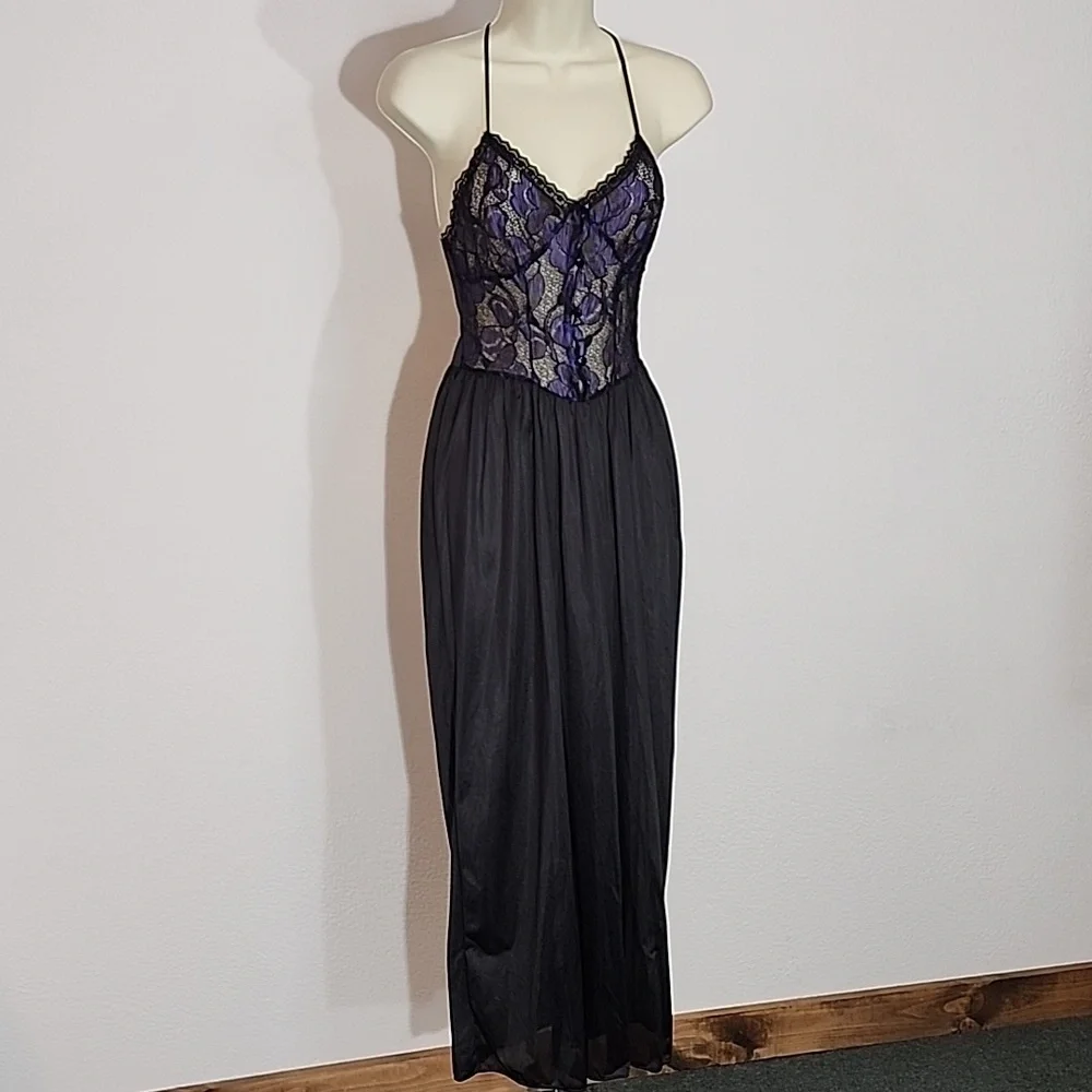 Petra Fashions Slip Dress Lingerie Lace Bodice Purple Size S
